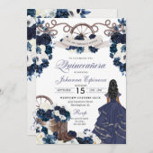 Navy Blue Western Ranchero Quinceanera Einladung (Vorne/Hinten)