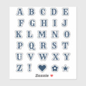 Navy Blue Western Theme Letters Alphabet Monogram Aufkleber (Blatt)