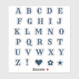 Navy Blue Western Theme Letters Alphabet Monogram Aufkleber