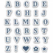 Navy Blue Western Theme Letters Alphabet Monogram Aufkleber (Vorderseite)