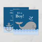 Navy Blue Whale Baby Dusche Einladung (Vorne/Hinten)