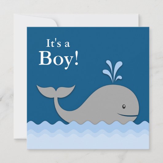 Navy Blue Whale Baby Dusche Einladung (Vorderseite)