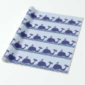 Navy Blue Whale Baby Dusche Geschenkpapier (Ungerollt)