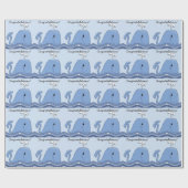 Navy Blue Whale Baby Dusche Geschenkpapier (Flach)