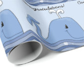 Navy Blue Whale Baby Dusche Geschenkpapier (Rolleneckpunkt)