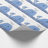 Navy Blue Whale Baby Dusche Geschenkpapier (Ecke)