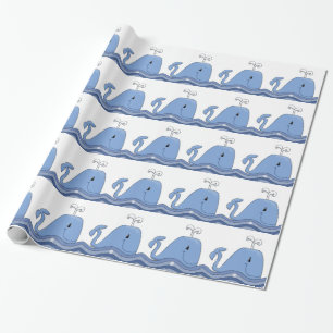 Navy Blue Whale Baby Dusche Geschenkpapier