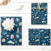 Navy Blue Whale Geschenkpapier Set