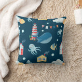 Navy Blue Whale Kissen (Decke)