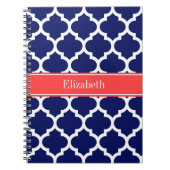 Navy Blue Whcan #5 Coral Red Name Monogram Notizblock (Vorderseite)
