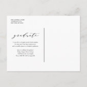 Navy Blue Whimsical Script Foto Abschluss Ankündigungspostkarte (Rückseite)