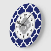 Navy Blue Whisky Marokkaner #5 Gray 3 Initial Mono Große Wanduhr (Winkel)