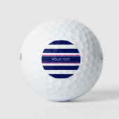 Navy Blue Whisky Stripe Hot Pink Name Monogram Golfball (Vorderseite)