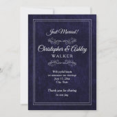 Navy Blue White 2 Sided Photo Wedding Announcement (Vorderseite)