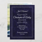 Navy Blue White 2 Sided Photo Wedding Announcement (Vorne/Hinten)