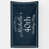 Navy Blue White 40. Geburtstag Party Banner (Vertikal)