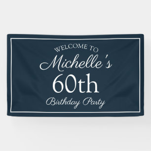Navy Blue White 60. Geburtstagsparty Banner