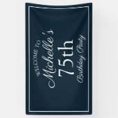Navy Blue White 75. Geburtstagsparty Banner (Vertikal)
