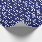 Navy Blue White Anchors 2Dir Muster Geschenkpapier (Ecke)