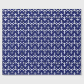 Navy Blue White Anchors 2Dir Muster Geschenkpapier (Flach)