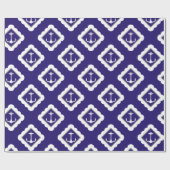 Navy Blue White Anchors Nautical Pattern Geschenkpapier (Flach)