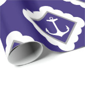 Navy Blue White Anchors Nautical Pattern Geschenkpapier (Rolleneckpunkt)