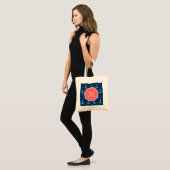 Navy Blue White Anchors Pattern Coral Monogram Tragetasche (Vorderseite (Model))
