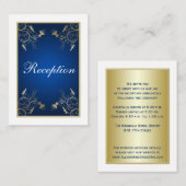 Navy Blue, White and Gold Floral Enclosure Card Begleitkarte (Vorne/Hinten)