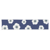 Navy Blue & White Anemones Kurzer Tischläufer (Horizontal)
