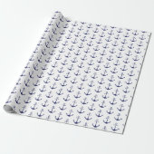 Navy Blue White Anker Muster Geschenkpapier (Ungerollt)