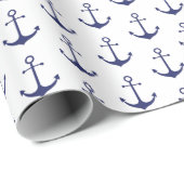 Navy Blue White Anker Muster Geschenkpapier (Rolleneckpunkt)