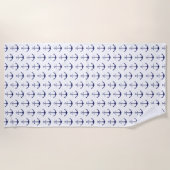 Navy Blue White Anker Muster modern Strandtuch (Vorderseite)