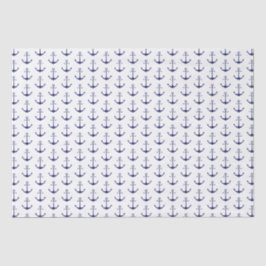 Navy Blue White Anker Muster Seidenpapier
