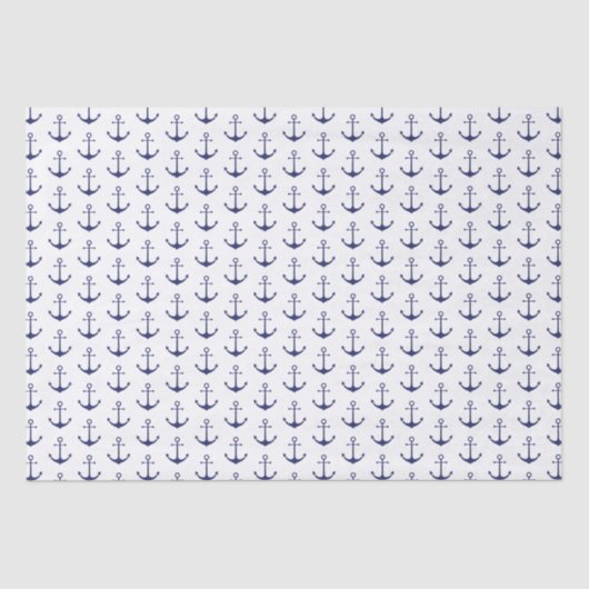 Navy Blue White Anker Muster Seidenpapier (Vorderseite)