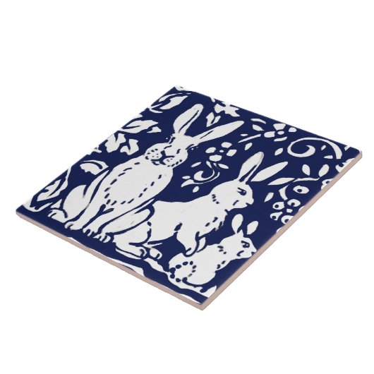 Navy Blue White Bar Cub Woodland Animal Trivet Fliese (Seite)