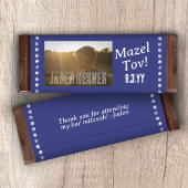 Navy Blue & White Bar Mitzvah Candy Bar Wrapper Flyer