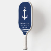 Navy Blue White Beach House Wasseranker Pickleball Schläger (Links)