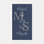 Navy Blue White B'nai Mitzvah Name Monogram Serviette (Vorderseite)