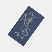 Navy Blue White B'nai Mitzvah Name Monogram Serviette (Ecke)