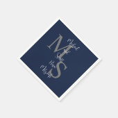 Navy Blue White B'nai Mitzvah Name Monogram Serviette (Ecke)