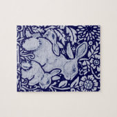 Navy Blue & White Bunny Rabbit Familie & Blume Puzzle (Horizontal)