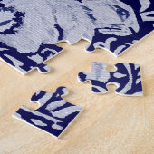 Navy Blue & White Bunny Rabbit Familie & Blume Puzzle (Seite)