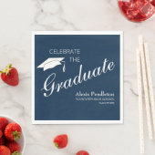 Navy Blue White Celebrate Graduate Abschluss Serviette (Beispiel)