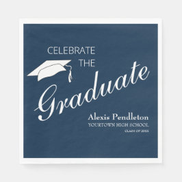 Navy Blue White Celebrate Graduate Abschluss Serviette