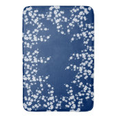 Navy Blue White Cherry Blossom  Badematte (Vorderseite Vertikal)
