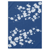 Navy Blue White Cherry Blossom Tischdecke (Vorderseite)