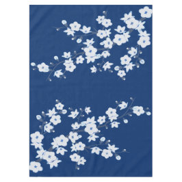 Navy Blue White Cherry Blossom Tischdecke
