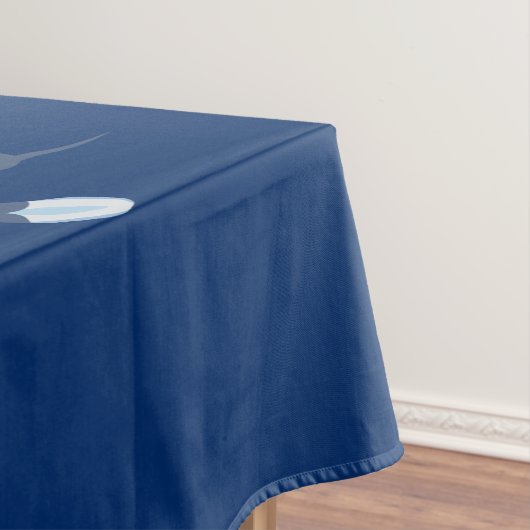Navy Blue White Cherry Blossom Tischdecke (Beispiel)