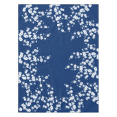 Navy Blue White Cherry Blossom  Tischdecke (Vorderseite)