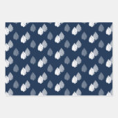 Navy Blue White Christmas Tree Muster Geschenkpapier Set (Vorderseite 2)